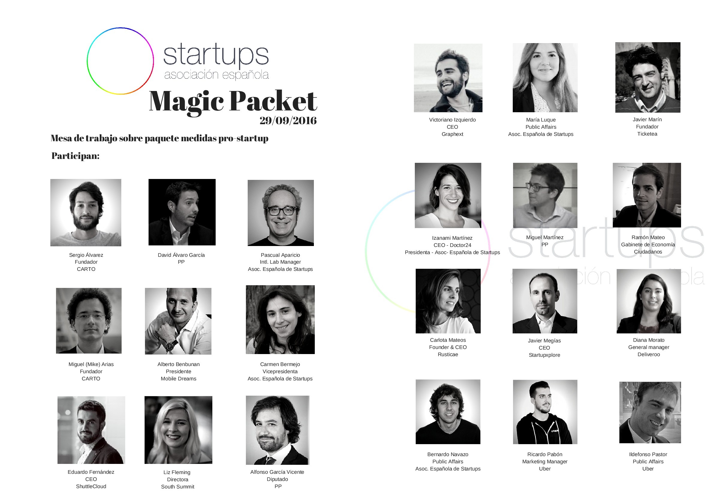 Booklet de participantes de la mesa de trabajo Magic Packet, 2016